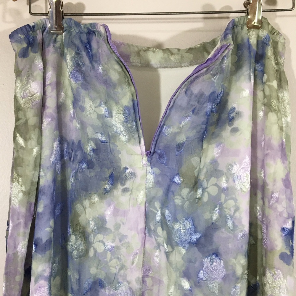 Watercolor Sheer Floral Fairycore Flowy Midi‎ Skirt - Picture 6 of 12